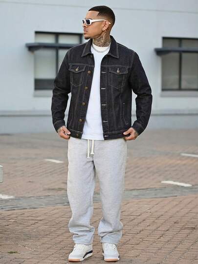 Devon Thys 男士长袖经典修身牛仔夹克，秋季款