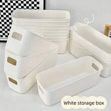 White ABS Plastic Storage Box Set - Stackable & Versatile, Ideal For Organizing Essentials In Home, Dorm, School & Office. Multifunctional Organizer, Drawer-Type Desktop Cosmetic Storage Combo, Clear Plastic Drawer Organizer, Transparent Vanity Organizer - Multicolor - View 1