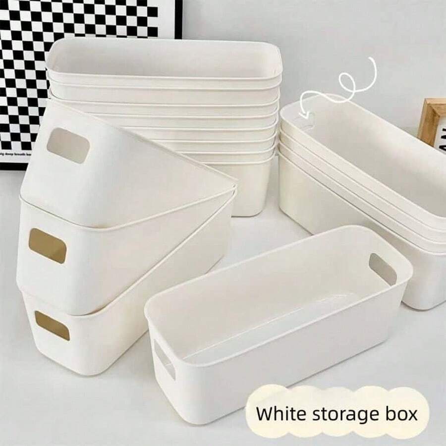 White ABS Plastic Storage Box Set - Stackable & Versatile, Ideal For Organizing Essentials In Home, Dorm, School & Office. Multifunctional Organizer, Drawer-Type Desktop Cosmetic Storage Combo, Clear Plastic Drawer Organizer, Transparent Vanity Organizer - Multicolor - View 1