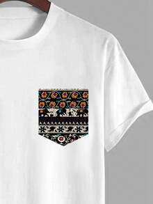 Manfinity Dauomo Men's Short Sleeve T-Shirt With Round Neck And Cartoon Print, For Summer. - 多色 11 - 查看 3