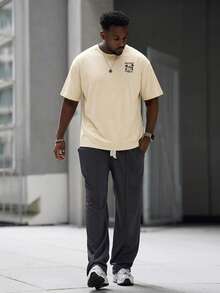 Heavens Edit SU ER Herr Trendig Mönstrad Löstärmad T-shirt med Kort Ärm | Utsökt Design | Sommaressentiellt | Lätt att Matcha, Visar Din Stil - Aprikos - Visa 6