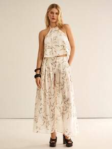 CielaLinda Women Linen Embroidered Cami Halter Top Sleeveless Top - Apricot - View 3