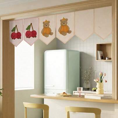 Joivida 1PC Creative Door Curtain Triangle Bunting Short Kitchen Curtain Partition Bedroom Entryway No Drill Sticker Hanging Drape