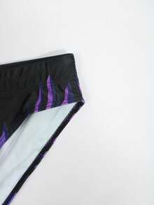 Manfinity Swimmode 男士火焰印花夏季时尚沙滩泳裤 - 黑色 - 查看 7