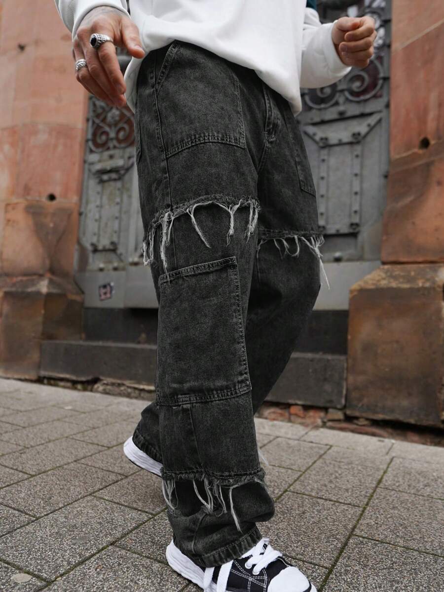 Artur Kramer Quần Jeans Nam Phong Cách Grunge Goth Y2K Thường Ngày Tua Rua Trẻ Trung Đường Phố Cá Tính Thể Thao Đại Học Rộng Rãi Ống Rộng Đa Năng Thường Ngày
