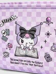 Kuromi | ROMWE 關節模型 時尚紫色格紋 俏皮 卡通角色圖案 大容量洗衣籃/髒衣籃 - 紫格紋庫洛米 - 查看 3