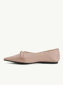CUCCOO CHICEST 尖头，低鞋面蝴蝶结，平底，舒适百搭，时尚软底，优雅仙女鞋，杏色芭蕾舞女鞋 - 杏色 - 查看 11