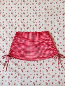 Elavelle Áo khoác ngoài bikini nữ in họa tiết ngẫu nhiên, có dây rút và xếp ly, thích hợp cho mùa xuân/hè. - Nhiều màu - Xem 3