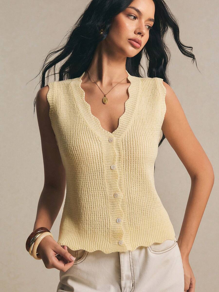 Poéselle Áo cardigan dệt kim tay ngắn dành cho nữ