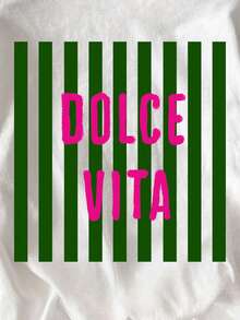 EMERY ROSE Summer Casual Striped Letter Print T-Shirt - White - View 5