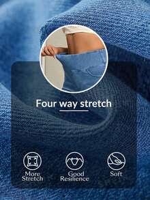 SHEIN Tall Women's High Waist Wide Leg Loose Casual Versatile Denim Pants, Tall Women - Light Wash - View 6