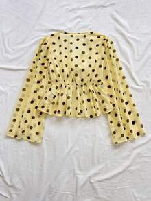 Soleia V-Neck Flare Sleeve Tie-Front Ruffle Hem Blouse - Multicolor - View 2