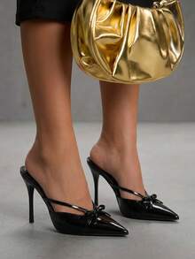 CUCCOO SZL Giày cao gót mũi nhọn quai ngang mắt cá chân đơn giản, thời trang thường ngày dành cho nữ, thích hợp cho mùa hè. - 179 Đen - Xem 4