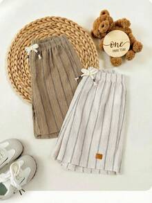 2件套男女童休闲百搭卡其色短裤套装，春夏款 - 卡其色 - 查看 6