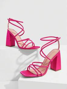 CUCCOO SZL Giày sandal cao gót dành cho nữ - Màu Hoa hồng đỏ - Xem 6