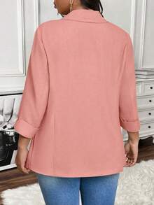 SHEIN LUNE Plus Shawl Collar Open Front Coat - Pink - View 2