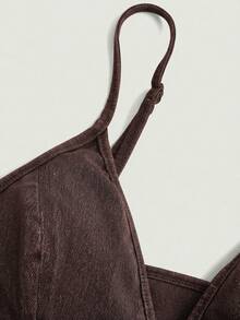 SHEIN MOD Women's Denim Camisole Top With Padding, Blue Summer Tops For Women Going Out Tops Women - Brown - View 3