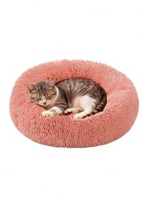 1 pieza Cama de perro de peluche largo, casa de mascotas cálida y acogedora, nido de gato transpirable para perros y gatos pequeños, medianos y grandes, cama para mascotas para dormir en interiores en todas las estaciones - Rosa - Ver 5