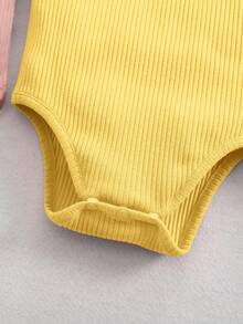 SHEIN 3pcs/Set Cute Solid Color Knit Camisole Romper For Baby Girls, Summer - Multicolor - View 8