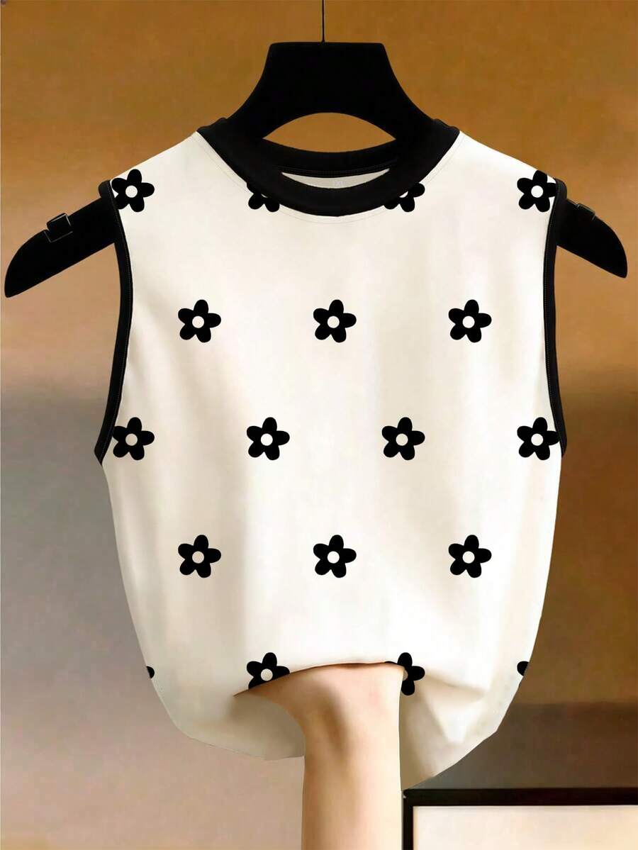 Áo tank top không tay họa tiết hoa cỡ lớn dành cho nữ - Nhiều màu - Xem 1