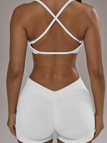 Sports Set: Sports Bra With A Racerback And Leggings With A Ruched Back. Autumn And Winter Activewear Set For Padel, Gym, Training. - Black and White - View 2