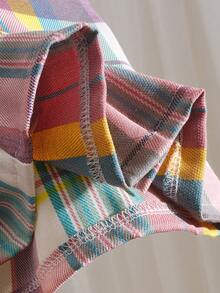 Bộ váy xếp ly không tay cổ bẻ kẻ caro năng động cho bé gái, chất liệu cotton mềm mại nhẹ nhàng, thích hợp cho lễ tốt nghiệp, sinh nhật, đám cưới, đi học, trang phục 2 mảnh tươi mới. - Nhiều màu - Xem 5