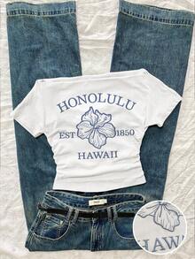 Attitoon Áo thun nữ tay ngắn ôm sát, dáng suông, eo nhún, trễ vai, thích hợp cho mùa hè. - trắng - Xem 1