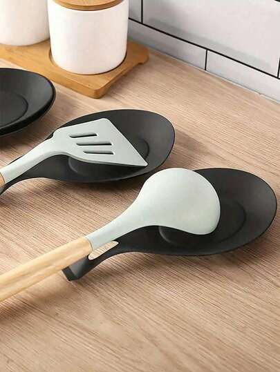 1-3PCS Easy Clean TPE Silicone Spoon Mat Insulated Spoon Rest Flavor Dish Mat For Kitchen Utensil Spoon Holder For Restaurant Home Cooking Countertop Protector Heat Resistant Non Slip Kitchen Accessory