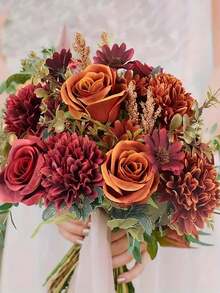 1/3/10 Romantic Roses, Artificial Flower Ornaments, Plastic Flowers, Hand-Held Flowers, Outdoor Decoration, Suitable For Wedding/Home/Bedroom/Living Room/Dining Table Decoration/Bridal Bouquet/Mother's Day/Autumn Decoration - Orange - View 4