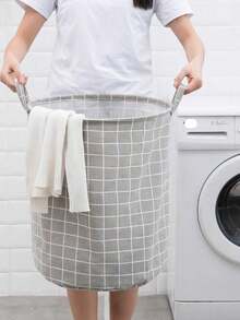 1 Pc Foldable And Portable Canvas Laundry Basket,Also Suitable For Clothes And Children Toys Storage,Household Laundry Hamper,Large Capacity Laundry Bag/Laundry Supplies With Handle - White - View 12