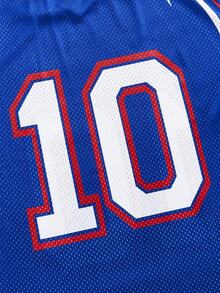 ROMWE MEN Prep 男士字母图案插肩袖T恤 - 紫色 - 查看 6