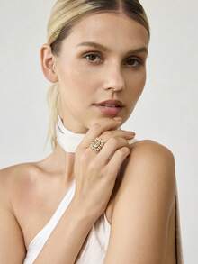 MOTF PREMIUM 18K金镶钻轻奢个性化戒指 - 金-粉白鑽 - 查看 9