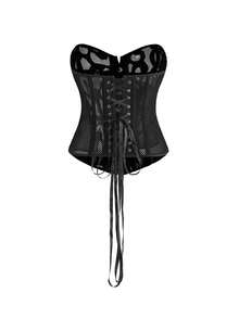 ROMWE Áo corset Gothic gợi cảm, khoét lỗ, xuyên thấu dành cho nữ - màu đen - Xem 2