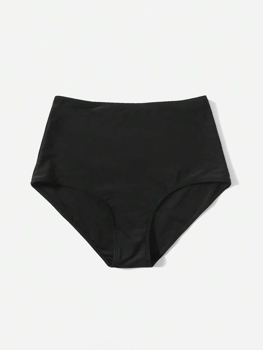 Swim Basics Braga de bikini de cintura alta para playa de verano - Negro - Ver 1