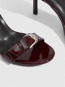 CUCCOO SZL Women's Shoes New Open-Toe Fashion Round Toe With Sexy Elegant Burgundy Versatile Stiletto European And American High-Heeled Sandals Summer - Burgundy 662 - View 3