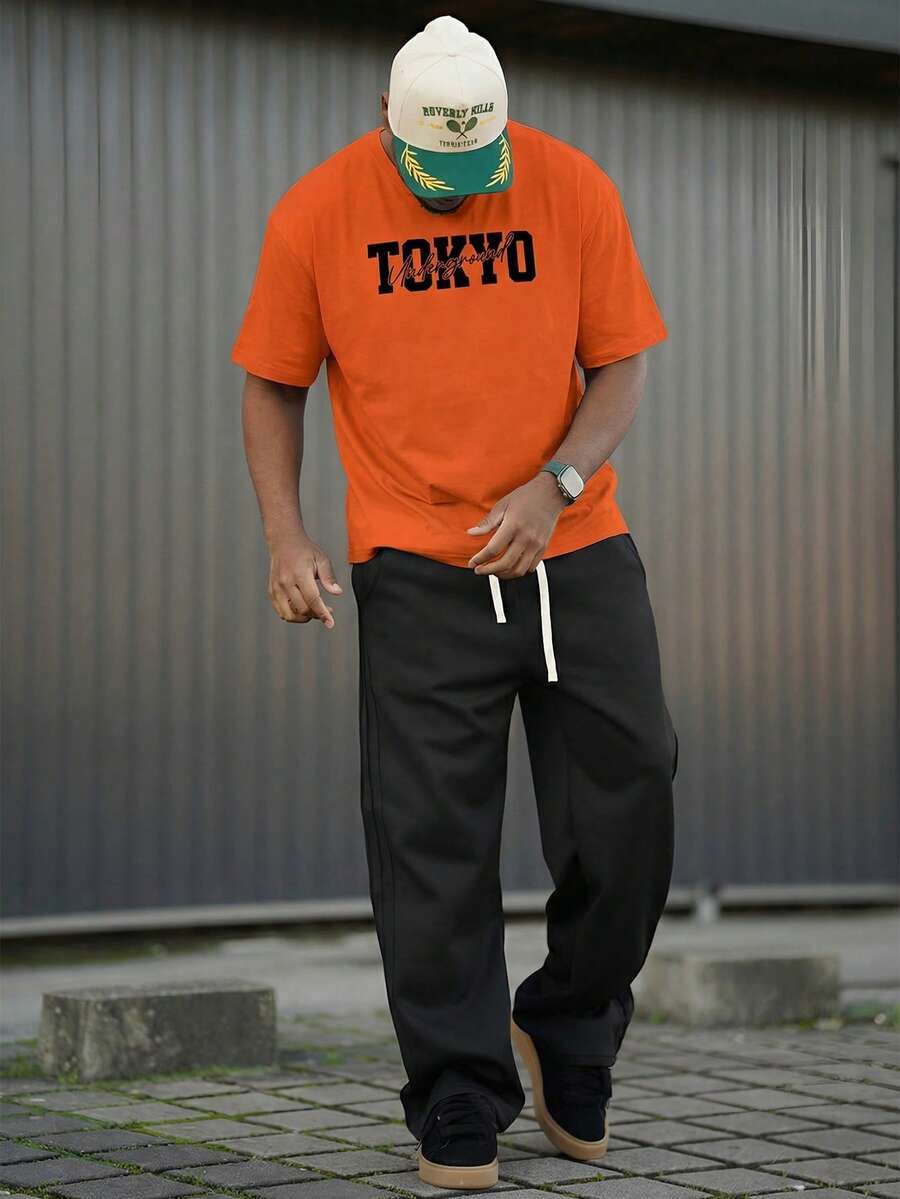 Heavens Edit SU ER Men's Fashionable Printed Loose Short Sleeve T-Shirt | Exquisite Design | Summer Essential | Easy To Match, Showcasing Your Style - Orange - View 1