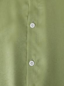 VENTUSAIL Men's Jacquard Green Short Sleeve Shirt - Green - View 5