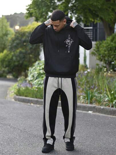 Devon Thys 男士休闲拼布撞色抽绳腰裤，秋季