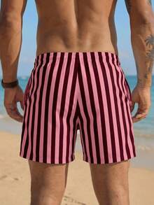 SHEIN (Exceto para bebês e crianças) Shorts de praia listrados masculinos, ideais para férias, encontros e viagens à ilha. - Multicolorido - Ver 7