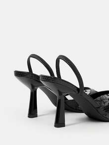 CUCCOO HITCHD 女士尖头黑色网纱蕾丝高跟鞋，优雅风格，适合婚礼季、情人节约会穿着，细高跟鞋 - 黑色 - 查看 5