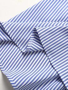 SHEIN Đầm dài cho bé gái tuổi teen với phần lưng hở có nơ trang trí, trang phục mùa hè thời trang, thoải mái và đa năng, thích hợp cho kỳ nghỉ. - Xanh và trắng - Xem 4