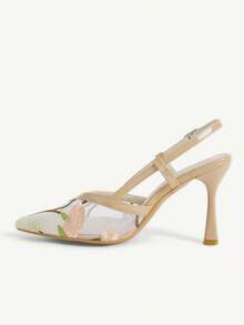 CUCCOO CHICEST Giày nữ mùa hè mới, thêu ren, lưới, cao gót, mũi nhọn, gót rỗng, giày đơn nữ thanh lịch, giày đơn thêu họa tiết người nổi tiếng. - Màu be - Xem 5