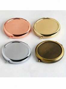 1Pc Metal Double-Sided Compact Folding Makeup Mirror, Portable Handheld High Definition Cosmetic Mirror, Metal Frame With Polished Surface, One Side Magnifying, Ideal For Pocket, Wallet, Perfect Gift, Party Favor, Makeup Mirror,Giveaways,Travel,Cheap Stuff,Travel Essential Mother's Day Gift - Multicolor - View 5