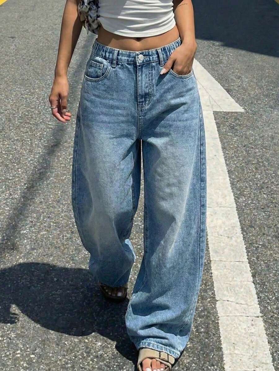 Teen Girls Loose Fit Distressed Denim Jeans, Casual & Comfortable Cotton Fabric, Suitable For Daily Wear, School, Commute, Gatherings, Spring/Summer