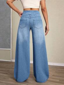 Thời trang nữ tuổi teen phong cách thường ngày Y2K vintage cá tính đường phố, đơn giản, thoải mái, nhẹ nhàng và năng động, quần jean dệt kim màu xanh dương dáng rộng cho bé gái tuổi teen, trang phục hàng ngày và trang phục mùa đông thu cho bé gái tuổi teen, trang phục dự tiệc, lễ hội và thời trang đường phố. - Rửa nhẹ - Xem 2