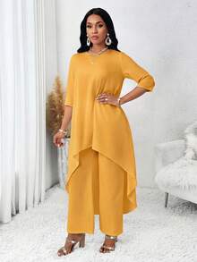 SHEIN Lady Trang phục nữ mùa thu bốn mùa, quần áo mùa thu, bộ hai mảnh dài tay màu trắng không đối xứng, bộ đồ mùa thu cho nữ, bộ vest nữ, bộ trang phục nữ, bộ hai mảnh cho nữ, bộ đồ hai mảnh mùa thu, bộ đồ dự tiệc mùa thu cho nữ, bộ đồ mùa thu màu trắng cho nữ, bộ quần áo nữ, bộ trang phục, bộ hai mảnh, váy dự tiệc cưới, bộ hai mảnh cho nữ. - Màu Mù tạt vàng - Xem 4