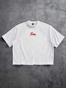 Manfinity ZONE917 OEM Digital Full Print Loose Cropped T-Shirt (High Quality) - Red and White - View 2