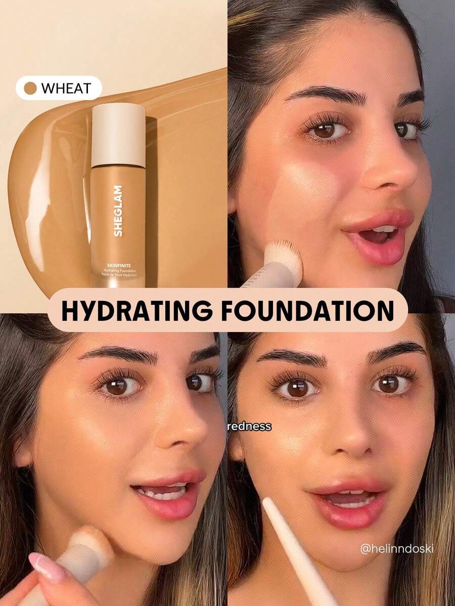 SHEGLAM Base De Maquillaje Hidratante Skinfinite-Wheat Flawless Dewy Foundation Cobertura Hidratante Corrector De Poros Invisible Sin Poros No Grasoso Base De Maquillaje LíQuida Suave Y Ligera Base De Maquillaje Para Navidad Y Marca Belleza Maquillaje Maquullaje CosméTica Para Mujeres NiñAs Perfecto Para Invierno Primavera Verano Ideal Para Y2K Elegante Moda Adecuado Para CumpleañOs DíA De La Madre Regalo Fiesta Listo Mejor Color - Wheat - Ver 1