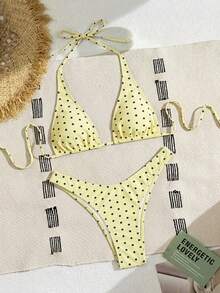 Swim Basics Women's Two Pieces Polka Dot Print Bikini Set, Casual Vacation Style - Multicolor - View 5