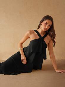 Silquee Women's Solid Color Backless Sleeveless Dress,Dresses For Women Summer - Black - View 7